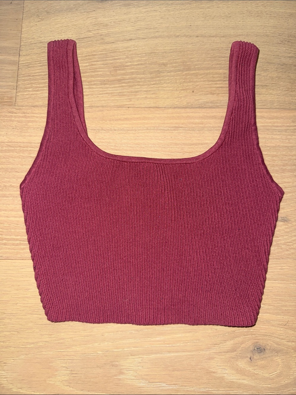 Aritzia Ribbed Square-Neck Crop Tank - Wine